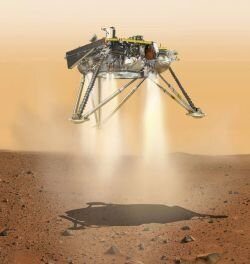 InSight landing and deploying instruments artist concepts